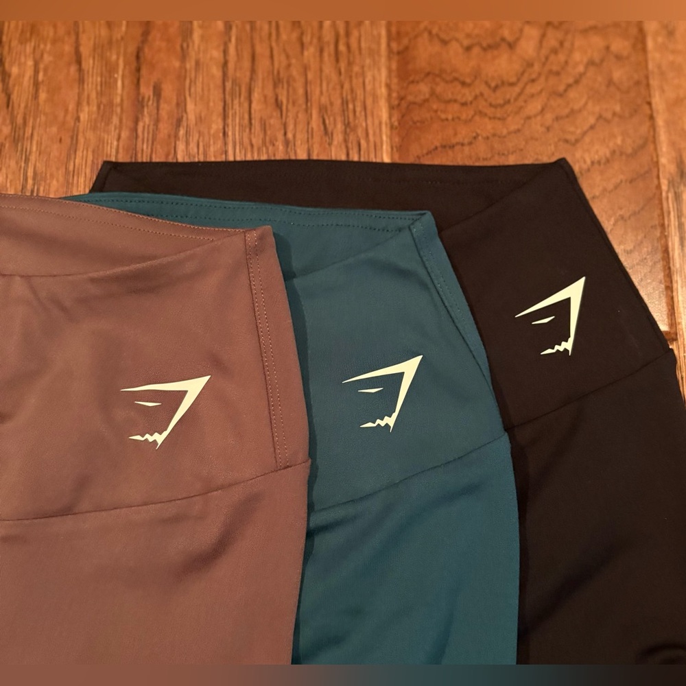 Gymshark lot of 3 Training Leggings 7/8 length Size XS Teal Black Brown - Picture 4 of 5